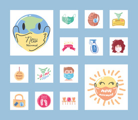 Fototapeta premium handmade and new normal detailed style icons bundle vector design