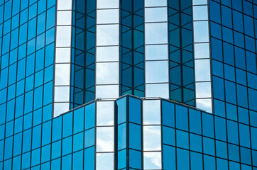 office tower blue glass facade