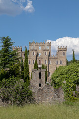 Portuguese castle under a blue sky near the village of Sernancelhe, Viseu, Portugal