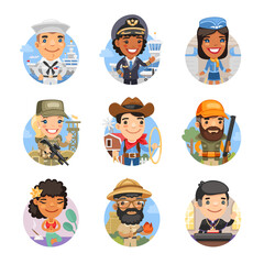 Cartoon People Avatars with Different Professions