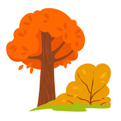 Autumn forest or park landscape, trees with yellow leaves
