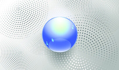 Abstract light background with big blue glass sphere. Vector EPS10