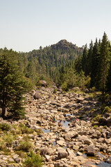 Fototapeta premium Arado Bridge , which passes over the Arado River, in the middle of Serra do Gêres, Portugal