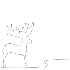 Deer animal in forest. Line drawing design vector illustration