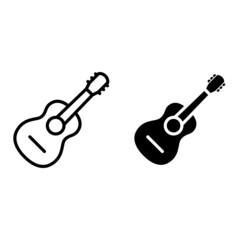 Naklejka premium Guitar icon vector set. acoustic illustration sign collection. audio symbol.