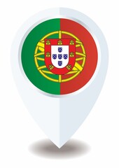 Flag of Portugal, location icon For Multipurpose. Portuguese Republic.