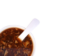 Chinese spicy sour soup isolated on white background