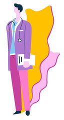 Medical worker with notes, practitioner doctor with papers