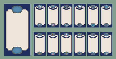 Zodiacal calendar with months, without dates, without year and space to put the days