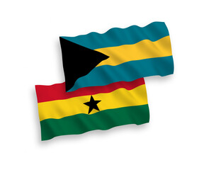 Flags of Commonwealth of The Bahamas and Ghana on a white background