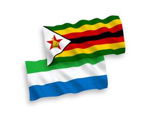 Flags of Zimbabwe and Sierra Leone on a white background