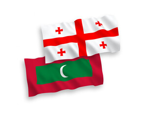 Flags of Maldives and Georgia on a white background