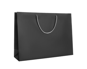 Black paper shopping bag isolated on white