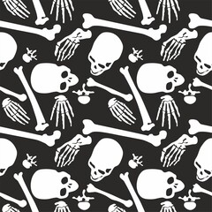 Day of The Dead. Seamless pattern made of skulls and bones. Skeleton pattern.