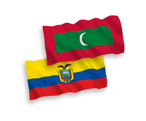 Flags of Maldives and Ecuador on a white background