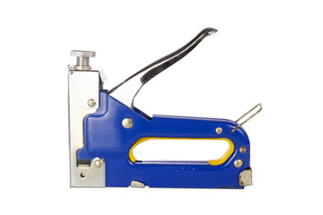 Old stapler for fastening paper and cardboard and plywood isolated on white background with clipping path