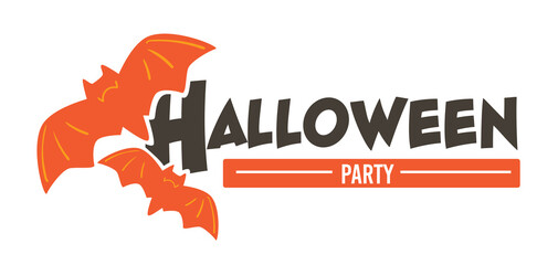 Fototapeta na wymiar Halloween party celebration, banner with flying bats vector
