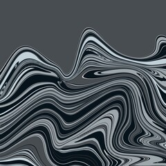 abstract background with waves in gray, black and white tones color on gray background with copy space