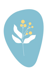 Abstract blue yellow plant background for design room interior poster, wallpaper, wall decor, greeting card, party invitation, phone case, tote bag, shop sale advertising, family event flyer.