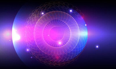 Modern web banner for concept design. Dark abstract futuristic background. Light futuristic wallpaper. Blue sky