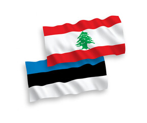 Flags of Lebanon and Estonia on a white background