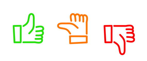 Compliments oke like hand thumb up or thumbs down Funny okay or super good icons Flat vector okey hands Unlike or dislike day. Social media connect. Don't or Dont finger Online or offline day Yes  No
