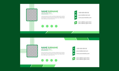 Set of awesome corporate email signature template. White and green personal email signature design