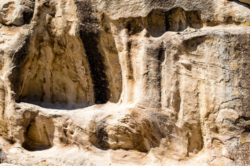 sandstone rock wall  at Cave town, Uplitsikhe, Georgia