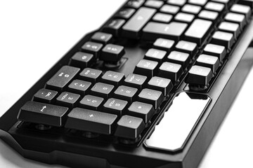 Computer keyboard isolated on the white background. Gaming keyboard.