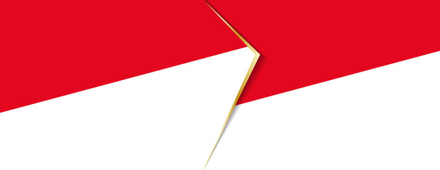 Monaco and Indonesia flags, two vector flags.