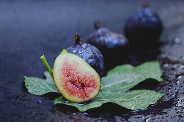 Fresh ripe figs on the table. 