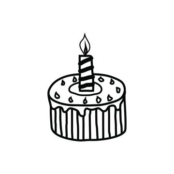 Cake candle happy birthday doodle icon logo sign symbol Hand drawn ink sketch Paint children's abstract cartoon design style Fashion print clothes apparel greeting invitation card banner poster flyer