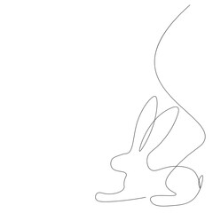 Bunny animal line drawing, vector illustration