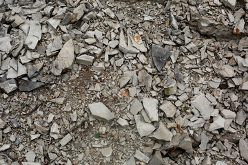 Shale stone texture. Many gray broken stones.