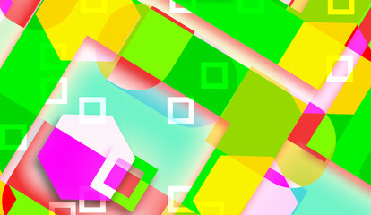 Abstract background. Multicolored geometric texture. Background from geometric shapes of bright colors. A striking pattern for a website or advertisement. Shades of green and pink.