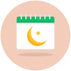 
Moon with star on calendar showing concept of ramadan calendar icon
