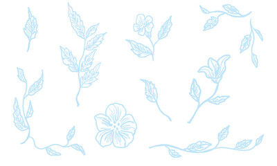 Hand painted plant line drawing background material