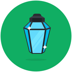 
A portable light icon in flat style, islamic lantern
