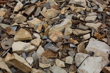 Shale stone texture. Lots of broken stones. River stones.