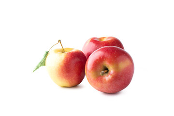 Three fresh red Gala apples isolated on white background. Clipping path
