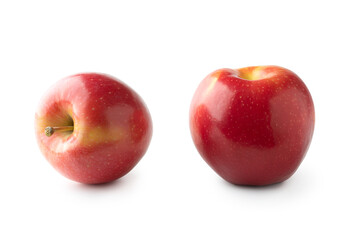 Two fresh red Gala apples isolated on white background. Clipping path