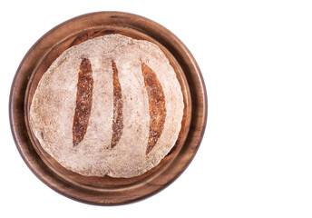 Freshly baked bread isolated on white background.