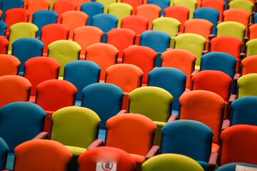 Colorful seats forming a pattern