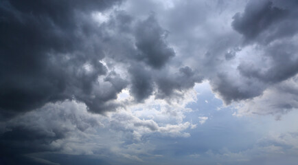dark storm clouds on sky at evening background