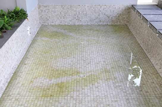 Empty Swimming Pool For Repair Tiles.