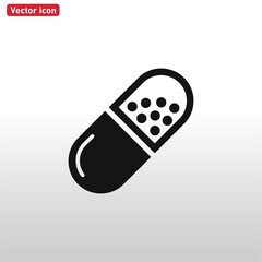 Capsule icon vector . Pill sign