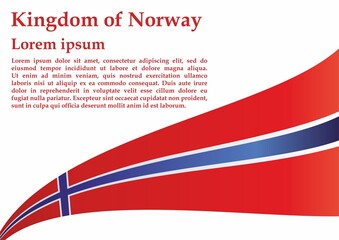Flag of Norway, Kingdom of Norway. Template for award design, an official document with the flag of Norway. Bright, colorful vector illustration.