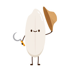 Rice character design. rice vector on white background. rice seed.