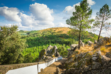Fototapeta premium Landscape view of the top of a moutain surrounding Castelo de Vide, Portugal