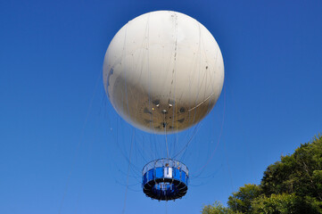 close-up of an air Elevator against a blue sky on a summer day. large balloon for flying.
